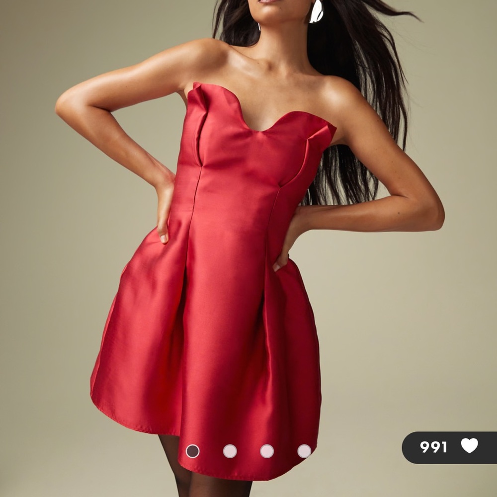 ASOS DESIGN satin sweetheart bandeau structured mini dress in red